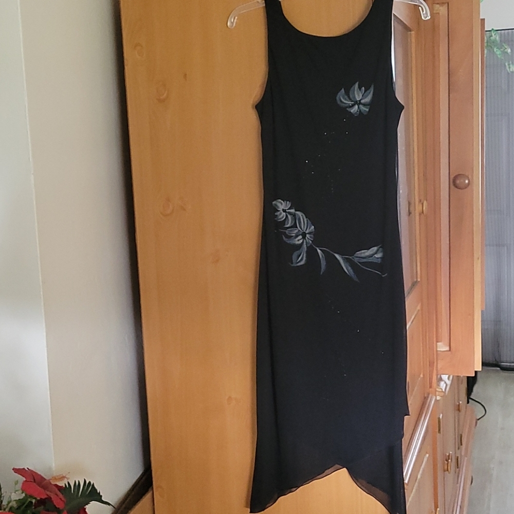 Byer Too!  Black dress with beading, size M.